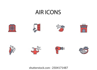 Air icon set.vector.Editable stroke.linear style sign for use web design,logo.Symbol illustration.