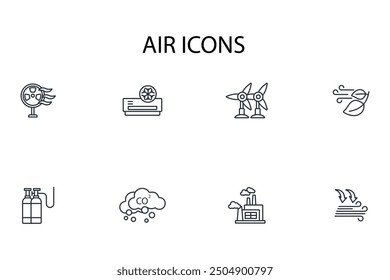 Air icon set.vector.Editable stroke.linear style sign for use web design,logo.Symbol illustration.