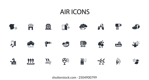 Air icon set.vector.Editable stroke.linear style sign for use web design,logo.Symbol illustration.