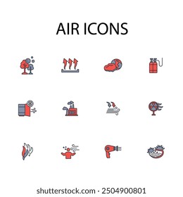 Air icon set.vector.Editable stroke.linear style sign for use web design,logo.Symbol illustration.