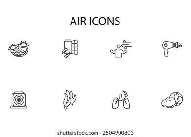 Air icon set.vector.Editable stroke.linear style sign for use web design,logo.Symbol illustration.