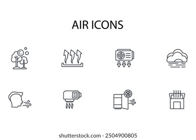 Air icon set.vector.Editable stroke.linear style sign for use web design,logo.Symbol illustration.