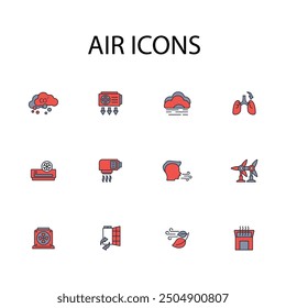 Air icon set.vector.Editable stroke.linear style sign for use web design,logo.Symbol illustration.