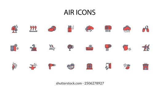 Air icon set.vector.Editable stroke.linear style sign for use web design,logo.Symbol illustration.