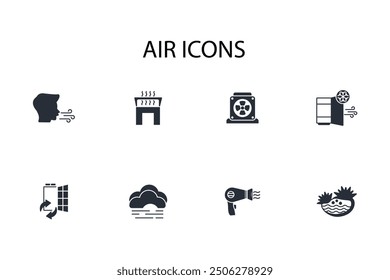 Air icon set.vector.Editable stroke.linear style sign for use web design,logo.Symbol illustration.