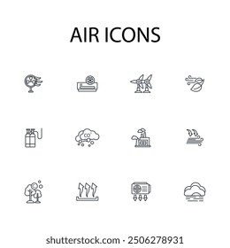 Air icon set.vector.Editable stroke.linear style sign for use web design,logo.Symbol illustration.