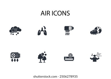 Air icon set.vector.Editable stroke.linear style sign for use web design,logo.Symbol illustration.