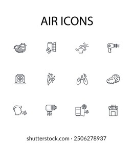 Air icon set.vector.Editable stroke.linear style sign for use web design,logo.Symbol illustration.