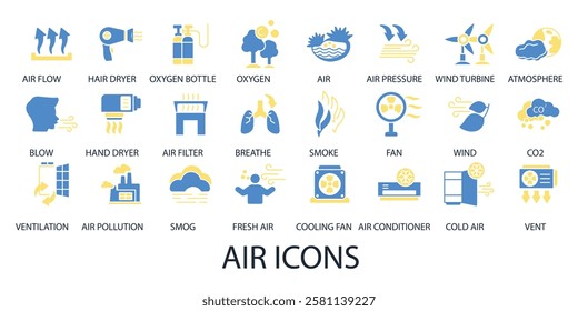 air icon set.vector.Editable stroke.linear style sign for use web design,logo.Symbol illustration.