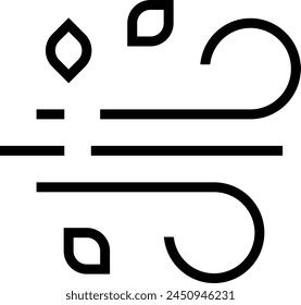 icono de aire. Diseño de estilo lineal delgado aislado sobre fondo blanco