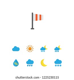 Air icons flat style set with crescent, drip, rainy and other hailstones elements. Isolated vector illustration air icons.