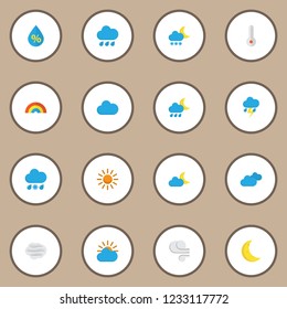 Air icons flat style set with outbreak, clouds, wind and other drop elements. Isolated vector illustration air icons.