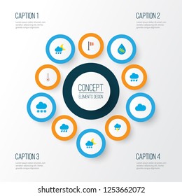 Air icons flat style set with frost, drip, thermometer and other hailstones elements. Isolated vector illustration air icons.
