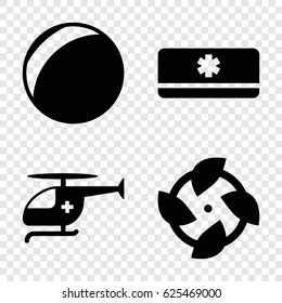 Air icons set. set of 4 air filled icons such as medical helicopter, air conditioner, fan