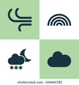 Air Icons Set. Collection Of Breeze, Night, Cloudy And Other Elements. Also Includes Symbols Such As Rainbow, Colors, Weather.