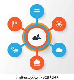 Air Icons Set. Collection Of Breeze, Sun, Snowy And Other Elements. Also Includes Symbols Such As Hate, Night, Snow.