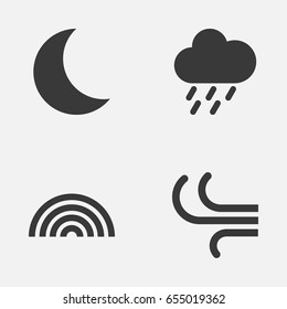 Air Icons Set. Collection Of Colors, Douche, Moon And Other Elements. Also Includes Symbols Such As Rainbow, Rain, Moonlight.