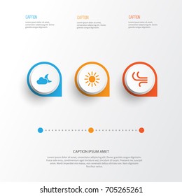 Air Icons Set. Collection Of Sun, Moonlight, Breeze And Other Elements. Also Includes Symbols Such As Breeze, Crescent, Sun.