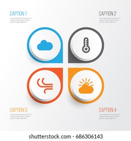 Air Icons Set. Collection Of Temperature, Cloudy, Breeze And Other Elements. Also Includes Symbols Such As Weather, Cloud, Thermometer.
