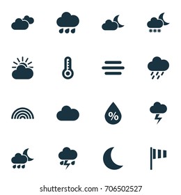 Air Icons Set. Collection Of Temperature, Douche, Flag And Other Elements. Also Includes Symbols Such As Shower, Temperature, Humidity.