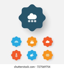 Air Icons Set. Collection Of Temperature, Haze, Colors And Other Elements. Also Includes Symbols Such As Fog, Rainbow, Temperature.