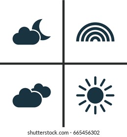Air Icons Set. Collection Of Weather, Colors, Sun And Other Elements. Also Includes Symbols Such As Rainy, Moonlight, Weather.