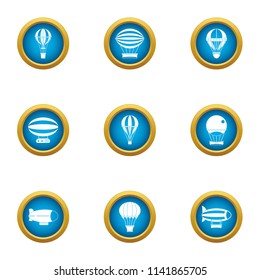 Up in air icons set. Flat set of 9 up in air vector icons for web isolated on white background