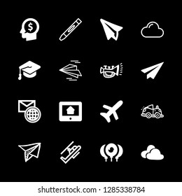 air icons set with international commercial communication, ipad and head vector set