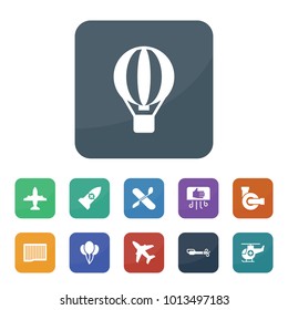 Air icons. vector collection filled air icons such as water pump, portable vacuum cleaner, hand dryier, plane, balloon, rocket medical