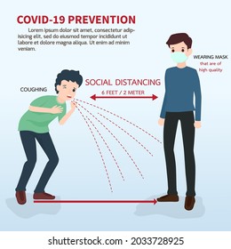 Air infections. Transmission of the disease from one person to another. Health and medical concept vector illustration. Covid-19 Novel Coronavirus 2019 Air Transmission.