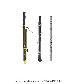 air instruments on white background
