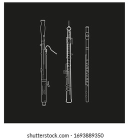 air instruments on white background