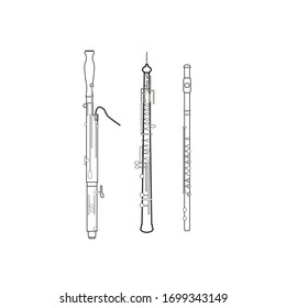 air instruments on white background