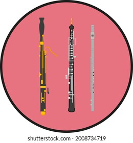 air instruments on white background