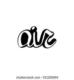 air, isolated sticker, calligraphy lettering, word design template, vector illustration