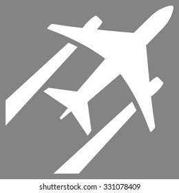 Air Jet Trace vector icon. Style is flat white symbol, rounded angles, gray background.
