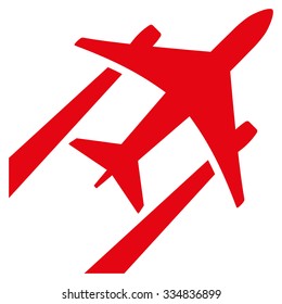 Air Jet Trace vector icon. Style is flat red symbol, rounded angles, white background.