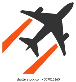 Air Jet Trace vector icon. Style is flat bicolor orange and gray symbol, rounded angles, white background.