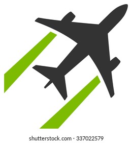 Air Jet Trace vector icon. Style is flat bicolor eco green and gray symbol, rounded angles, white background.