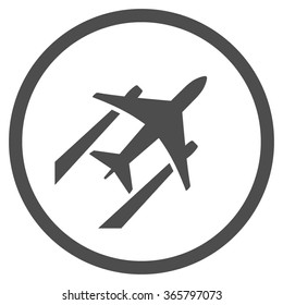 Air Jet Trace vector icon. Style is flat circled symbol, gray color, rounded angles, white background.