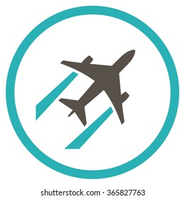 Air Jet Trace vector icon. Style is bicolor flat circled symbol, grey and cyan colors, rounded angles, white background.