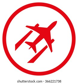 Air Jet Trace vector icon. Style is flat circled symbol, red color, rounded angles, white background.