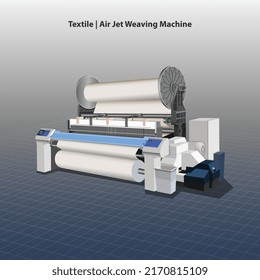 Air Jet Weaving Machine use in textile industries for producing standard household and apparel fabrics for misc. items