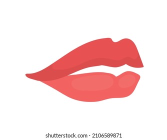 An air kiss on Valentine's day. Red lipstick lips. Vector isolated colorful element. 