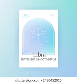 Zodiaco Air Libra. Ilustración vectorial de símbolo celestial. Astrología y predicción del futuro. Gradiente de signo del horóscopo.