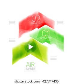 Air light glossy design of arrows. Web info box or ui menu element. Vector