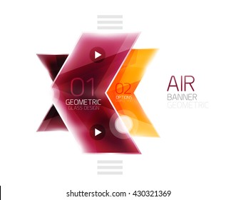 Air light glossy design of arrows. Web info box or ui menu element. Vector