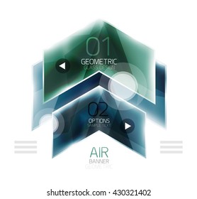 Diseño brillante de flechas con luz de aire. cuadro de información Web o elemento de menú ui. Vector