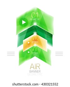 Air light glossy design of arrows. Web info box or ui menu element. Vector