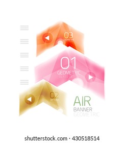 Air light glossy design of arrows. Web info box or ui menu element. Vector